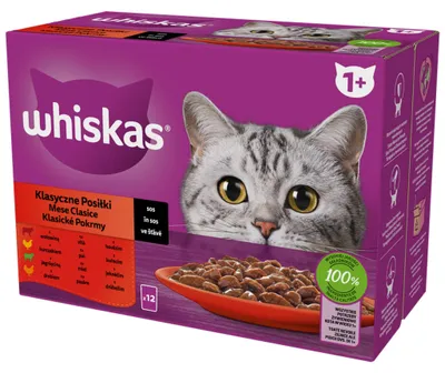 Zdjęcie produktu dla Whiskas Klasyczne Posiłki dla Kota 1+ 12 x 85 g