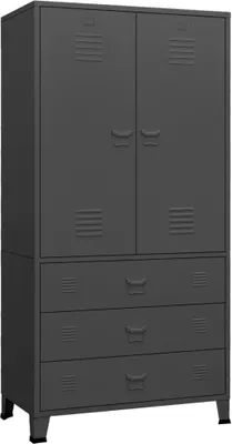 Produktbild von Industrial Kleiderschrank Anthrazit 90x50x180 cm Metall