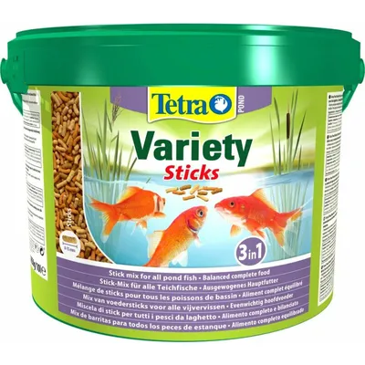Produktbild von Tetra Pond Variety Sticks - Fischfutter-Mix für Teichfische aus drei verschiedenen Sticks, für die Gesundheit, Farbenpracht und Vitalität aller Fische im Teich, 10 L Eimer