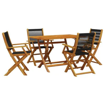 Immagine prodotto di vidaXL Set da pranzo da giardino 5 pezzi in polipropilene e legno massiccio nero