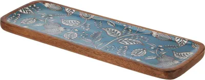 Image de Excellent Houseware | Assiette de service - Assiette de service - 30 x 10 x 1,5 cm - Bois de manguier - Motif floral - Assiette -100%