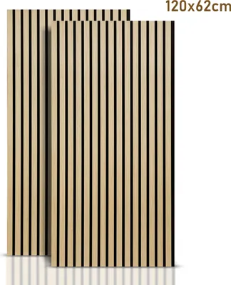 Produktbild von Aopunly 2 StückAkustikpaneel Wandpaneel Moderne Wandpaneele  Akustik HolzwandHolz  MDF Wandpaneele 120x60x2.1cm Hölzern