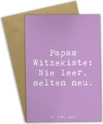 Produktbild von Mr. & Mrs. Panda Glückwunschkarte Spruch Vater Witzekiste - Lavendeltraum - Geschenk, Vaterschaft, moderner, Jubiläen, Vaterwitze, Papas Witze, osterkarte, Vaterliebe