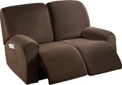 Produktbild von Topchances Stretchhusse für Relaxsessel Sesselbezug, Liegestuhlbezug Liege Sessel Bezug Sesselschoner für Fernsehsessel mit Seitentasche, 2-Sitzer, Braun