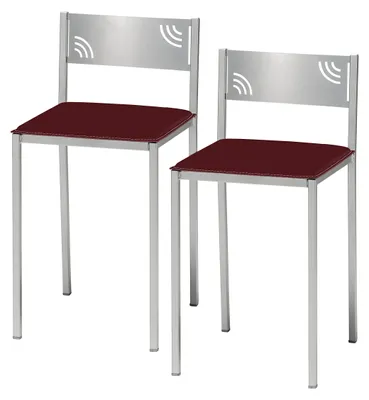 Productafbeelding van ASTIMESA Twee keukenhokkers met een lage rugleuning, bekleed met kunstleer, kleur bordeaux, model S