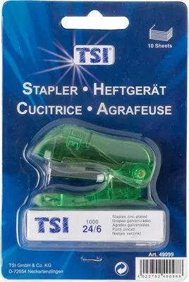 Produktbild von Heftgerät + 1000 Heftklammern.24/6 / Farbe: transparent-grün