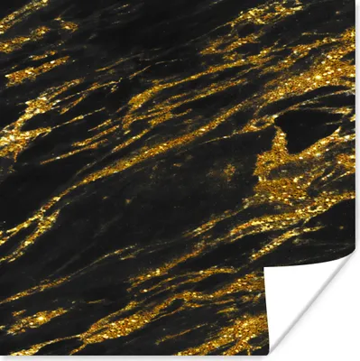 Produktbild von MuchoWow® Poster Marmor - Gold - Schwarz 100x100 cm - Babyzimmer