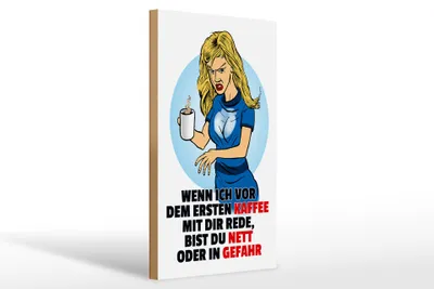 Produktbild von Holzschild Spruch 20x30cm vor dem erstem Kaffee