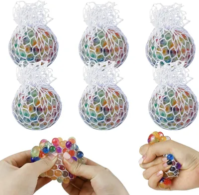 Immagine prodotto di Palla da stress con rete - Set da 6 - Palla antistress con rete - Palline antistress - Palline morbide