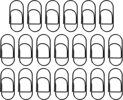 Image de 20 trombones fantaisie, grand fil noir recouvert de plastique, trombones mignons à usage multiple pour la maison, l'école, le bureau