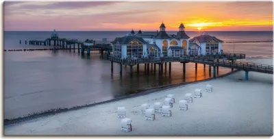 Produktbild von ARTland Leinwandbild RÜGEN Seebrücke in Sellin Sonnenaufgang Größe: 40x20 cm