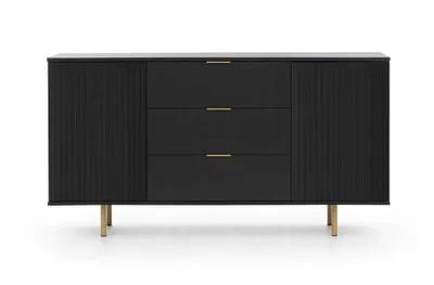 Zdjęcie produktu dla Komoda NUBIA NB-02 w Stylu LOFT 3 Szuflady 2 Drzwiczki Szerokość 150 cm Czarny mat
