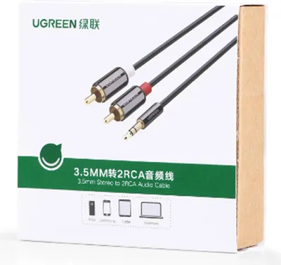Zdjęcie produktu dla Ugreen 10591, 2 x RCA, Mska, 3.5mm, Mska, 5 m, Czarny