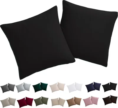 Produktbild von Soifox Kissenbezug 80x80 Schwarz 2er Set Mikrofaser mit Reißverschluss