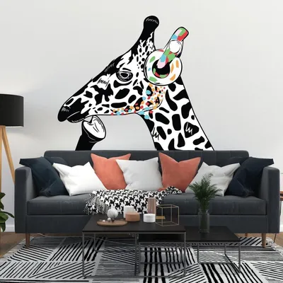 Giraffe mit Kopfhörern im Street-Art-Stil – Decords Wandtattoo, Produktansicht 1