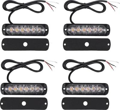 Produktbild von Front LED 4 PCS Warnleuchte 6 CREE LED  12V / 24V Autolicht Orange 18 Modi Blitzlicht für PKW LKW