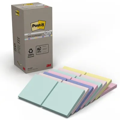 Produktbild von Post-it® Recycling Notes Mehrfarbig Haftnotizen 76x76mm 16 Blöcke 100 Blatt