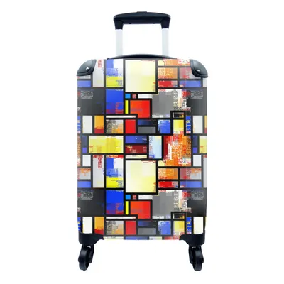 Produktbild von MuchoWow® Koffer Handgepäck Trolley Rollkoffer Kleine Reisekoffer mit 4 Rollen - Malerei - Mondrian - Alte Meister - Cabin Size < 55x40x23 cm & 55x40x20 cm - Fotokoffer - Kabinenkoffer - Boardgepäck - Reise-Box - Reisekoffer - Reisegepäck - Koffer mit Bild - Trolley für Kinder