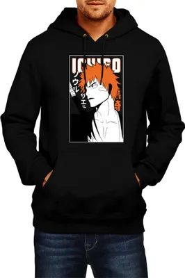 Obrázek produktu pro Pánská Mikina S Kapucí Manga Japan Anime Comics Animation Bleach 006, Man S / Černá
