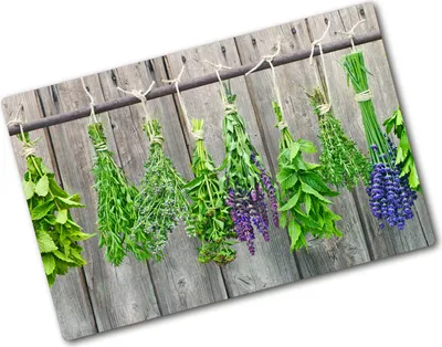 Produktbild von Tulup Glas Herdabdeckplatte - 80x52 cm - Glaskeramikkochfeld-Abdeckung Spritzschutz Glasabdeckplatte - Einteilig - Essen & Getränke - Kräuter Schnur - Grün