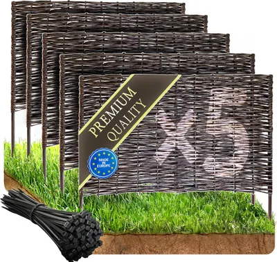 Produktbild von Wicker garden Imprägniert Premium 5er Beetbegrenzung Set aus Weide - 60 x 30 cm Weidengeflecht für Beete, Rasen und Gartenwege - Natürliche Abgrenzung Gartenzaun Weidezaun - vielen Größen