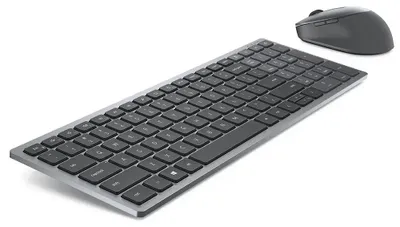 Zdjęcie produktu dla DELL Kompaktowa klawiatura i mysz Pro Plus — KM7120W - rosyjska (QWERTY), Pełnowymiarowy (100%), Bezprzewodowy, RF Wireless + Bluetooth, QWERTY, Szary, Tytan, Dołączona myszka