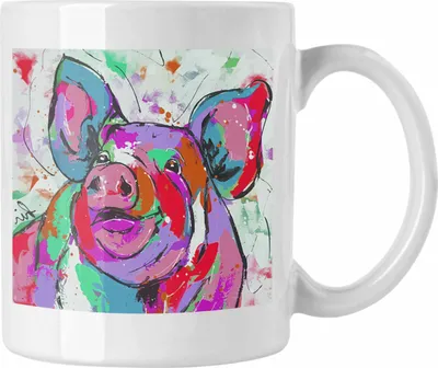 Produktbild von Trendation - Schwein Tasse Geschenk Bauern Schweine Polygon Grafik Lustig Ferkel (Weiß)