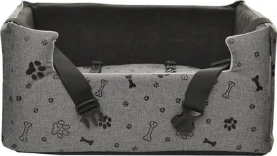 Produktbild von BOUTIQUE ZOO Hunde Autositz | Autositz für Hunde, Katzen, Haustier | Rückbank, Beifahrersitz | Hundebett, Hundetasche | Polyester, WildKunstleder | Farbe: Grau/Schwarz | Große: L (57x50 cm)