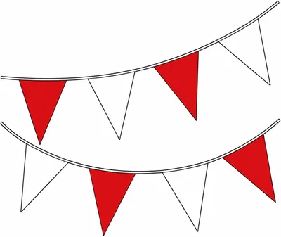 10 m Vlaggenbanner Wimpel, 20 Dreiecksfahnen, Rot/Weiß