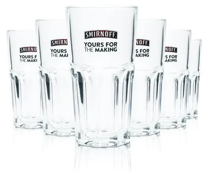 Produktbild von 6x Smirnoff Vodka Glas 0,3l Longdrinkglas Relief Yours For The Making Gläser Bar