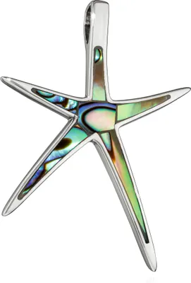 Produktbild von NKlaus Kettenanhänger Seestern Abalone Perlmutt blau 925 Silber 34x29mm Amulett 15360