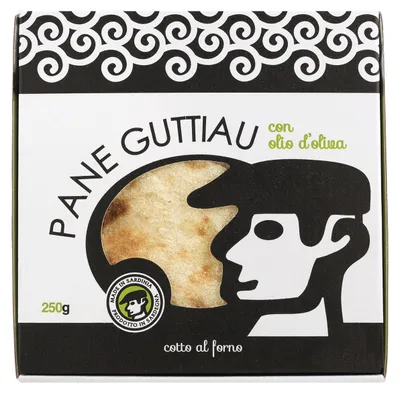 Produktbild von Pane Guttiau mit Olivenöl, traditionelles dünnes knuspriges Fladen-Brot aus Sardinien, 250g, Guttiau