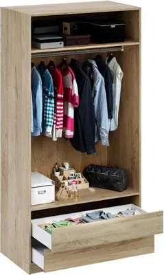 Produktbild von Ankleidezimmer - Eiche - 2 Schubladen - 2 Regalböden - 1 Kleiderstange - 100 x 57 x 200 cm