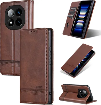 Obrázek produktu pro Kožené pouzdro pro Xiaomi Redmi Note 14 Pro+ 5G, skládací peněženkové pouzdro s magnetickým uzávěrem a stojánkem Káva