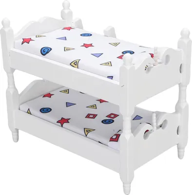 Image de Modèle de lit superposé pour maison de poupée à l'échelle 1:12, lit double miniature avec échelle, meubles de chambre à coucher, ornements cartoon, géométrique