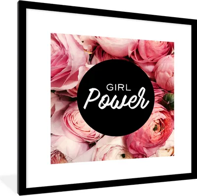 Produktbild von MuchoWow® MuchoWow® Gerahmtes Poster Mädchenpower - Sprichwörter - Zitate 40x40 cm - Poster mit zchwarzem Bilderrahmen - Poster - Plakat im Rahmen
