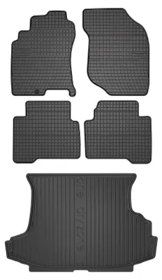Productafbeelding van Rubberen automatten + kofferbakmat voor Nissan X-Trail I T30 2001-2007 (SUV) – 5-delig, zwart, op maat – Wielganizator SolidPRO
