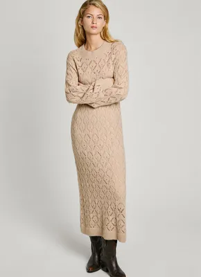 Produktbild von Pepe Jeans Hailey Langes Kleid Mit Langen ärmeln Beige M Frau Beige M