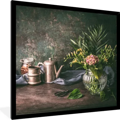 Produktbild von MuchoWow® MuchoWow® Gerahmtes Poster Stilleben - Blumenstrauß - Blumen 40x40 cm - Poster mit zchwarzem Bilderrahmen - Mit Rahmen - Wanddekoration Schlafzimmer