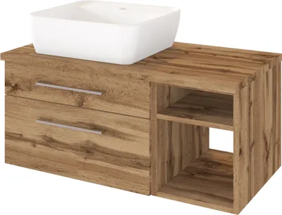 Produktbild von Waschtischunterschrank Dasa (links) 90cm mit 2 Schubladen - wotan eiche