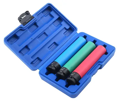 Produktbild von 3-tlg. Schlag-Stecknuss Set - 1/2" (1,27 cm) Antrieb - 17/19/21 mm - Dünnwandige Radmutter Langnuss - 150 mm Länge