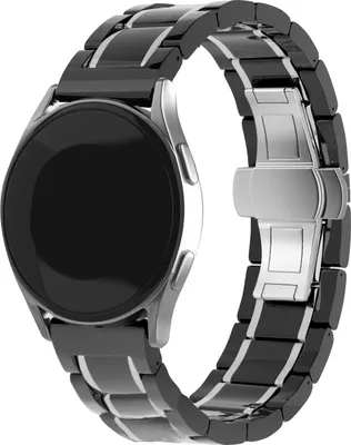 Produktbild von Strap-it Keramik-Stahlarmband - Kompatibel mit Samsung Galaxy Watch Armband 46mm Ersatzarmband Edelstahl - Faltschließe - Hochwertiges Material - für Smartwatch 22mm Armband Silber