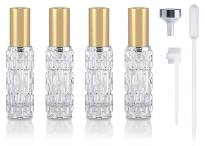 Immagine prodotto di Nebulizzatore da viaggio per profumo, ricaricabile, 10 ml, colore oro, confezione da 4 pezzi
