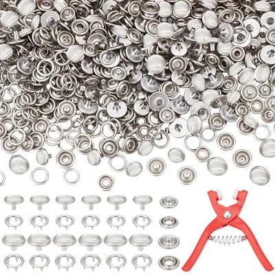 160 Druckknöpfe 10/12 mm perlmutt mit Zange, flach rund, für Kleidung & DIY