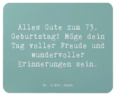 Produktbild von Mr. & Mrs. Panda Mouse Pad Spruch 73. Geburtstag Freude - Meeresbrise - Geschenk, computermatte, Mousepad, handgefertigt, Geburtstagsgeschenk, wundervolle Erinnerungen