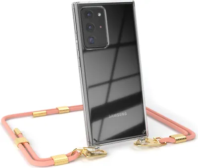 Produktbild von EAZY CASE Handykette für Samsung Galaxy Note 20 Ultra / Note 20 Ultra 5G, Transparente Silikonhülle mit Band, Clear Case, abnehmbar in  Rosa