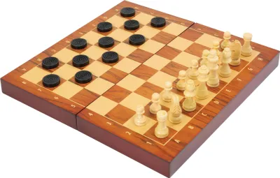 Produktbild von Schach und Dame Gesellschaftsspiel, Logik- und Familienspiel für 2 Spieler ab 6 Jahren