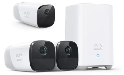 Produktbild von Eufy eufyCam 2 Pro 3-Cam Kit, IP-Sicherheitskamera, Innen & Außen, Verkabelt & Kabellos, Amazon Alexa & Google Assistant, Wand, Weiß