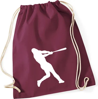 Produktbild von Huuraa Turnbeutel Baseball Silhouette 12 Liter Burgundy Baumwolle Rucksack Geschenkidee