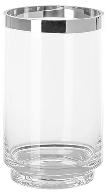 Produktbild von FINK Glaszylinder JARO mit Boden - Windlicht und Vase aus Glas, transparent mit silberfarbenem Rand, H 20 cm, Ø 12 cm